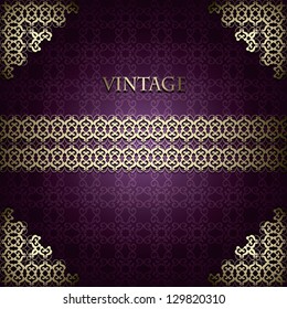 Vintage luxury card with damask border and corners