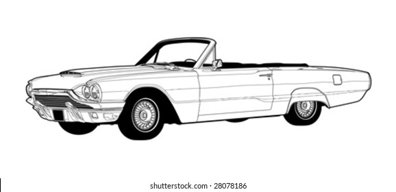 Vintage Luxury Convertible Line Drawing