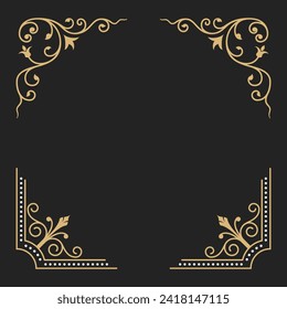 Vintage Luxury Corner frame border Design Free Vector image editable background