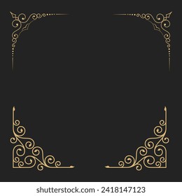 Vintage Luxury Corner frame border Design Free Vector image editable background