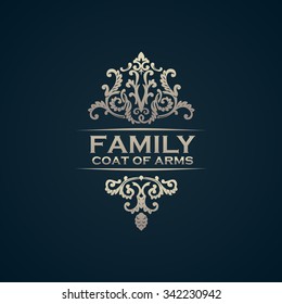 Vintage luxury crest logo emblem. Elegant Calligraphic pattern on vector logo. Black and white monogram. Family