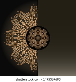 Vintage luxury decorative design of golden mandala. Vector illustration. Floral ornament