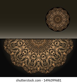 Vintage luxury decorative design of golden mandala. Vector illustration. Floral ornament