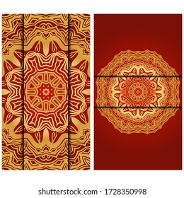 Vintage luxury decorative design invitation casrd of golden mandala. Vector illustration. Floral ornament 