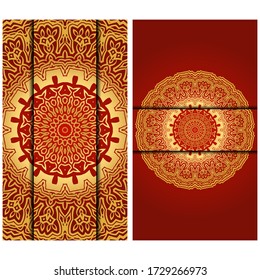 Vintage luxury decorative design invitation casrd of golden mandala. Vector illustration. Floral ornament 