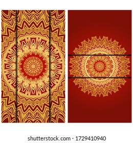 Vintage luxury decorative design invitation casrd of golden mandala. Vector illustration. Floral ornament 