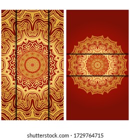 Vintage luxury decorative design invitation casrd of golden mandala. Vector illustration. Floral ornament 