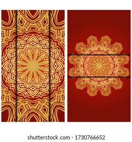 Vintage luxury decorative design invitation casrd of golden mandala. Vector illustration. Floral ornament 