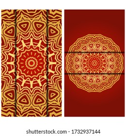 Vintage luxury decorative design invitation casrd of golden mandala. Vector illustration. Floral ornament 