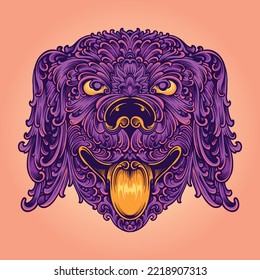 Vintage luxury dog head ornament illustration vector illustrations for your work logo, merchandise t-shirt, stickers and label designs, poster, greeting cards advertising business company or brands