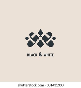 Vintage luxury emblem and logo. Abstract fashion ethnic print. Calligraphic flourishes. Black and white vector ornament. Business sign for Restaurant, Royalty, Cafe, Hotel, Heraldic and Jewelry stamp