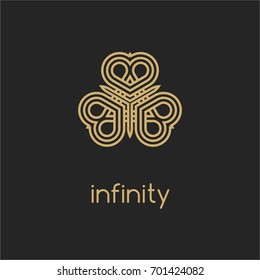 Vintage luxury emblem and logo. Abstract fashion ethnic print. Calligraphic flourishes. Black and gold vector ornament. Business sign