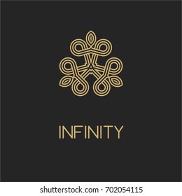 Vintage luxury emblem and logo. Abstract fashion ethnic print. Calligraphic flourishes. Black and gold vector ornament. Business sign
