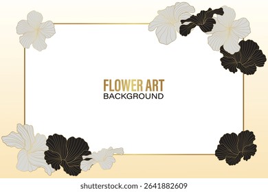 Vintage luxury floral background with golden lilies flowers. Romantic pattern template for wall decor, wallpaper, wedding invitations, ceremonies, cards.