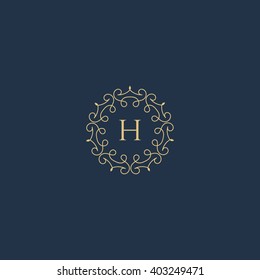 Vintage Luxury Floral Letter Logo Badge. Vector Design Template