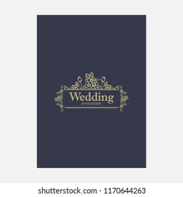Vintage luxury gold floral dark background for wedding invitation, greeting card, banner