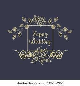Vintage luxury gold floral dark background for wedding invitation, greeting card, banner