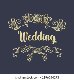 Vintage luxury gold floral dark background for wedding invitation, greeting card, banner
