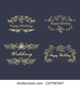 Vintage luxury gold floral dark background for wedding invitation, greeting card, banner