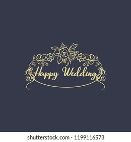 Vintage luxury gold floral dark background for wedding invitation, greeting card, banner