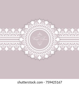 Vintage  luxury greeting card. Vector ornate  border. Golden frame on a dark background.  Template for design. 