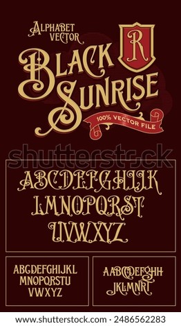 A vintage luxury heritage antique victorian alphabet vector typeset