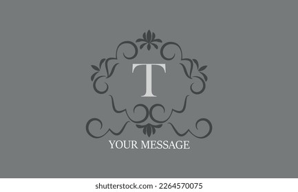 Vintage luxury initial letter T logo. Calligraphic emblem and elegant decor elements. Vector monogram