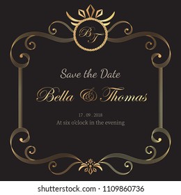 Vintage luxury invitation wedding card minimal template.