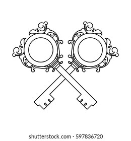 Vintage luxury key icon vector illustration graphic design