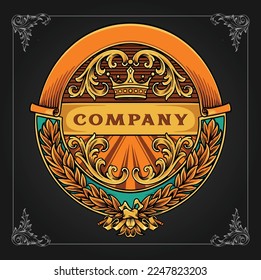 Vintage luxury label swirls ornament vector illustrations for your work logo, merchandise t-shirt, stickers and label designs, poster, greeting cards advertising business company or brands