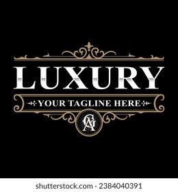 Vintage luxury logo design. Antique label. Suitable for shop signage wine beer brewing whiskey barber shop tattoo studio label salon.