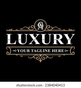 Vintage luxury logo design. Antique label. Suitable for wine shop signage beer brewing whiskey barber shop tattoo studio label salon.