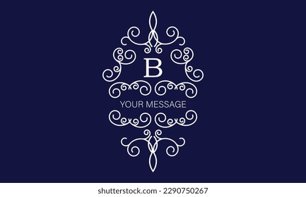 Vintage luxury logo with initial B. Calligraphic royal emblem with elements of elegant decor. Vector monogram