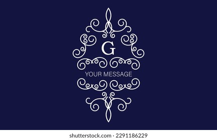 Vintage luxury logo with initial G. Calligraphic royal emblem with elements of elegant decor. Vector monogram