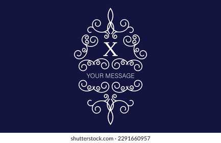Logo de lujo vintage con X inicial. Emblema real caligráfico con elementos de decoración elegante. Monograma vectorial