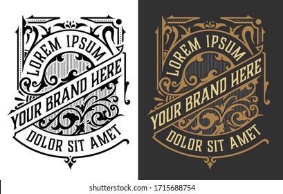 Vintage Luxury Logo / Label Template Design for Label, Frame, Product Tags. Retro Emblem Design. Vector illustration