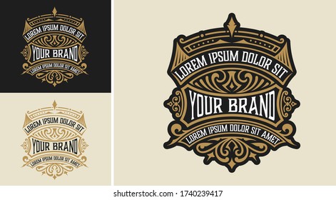 Vintage Luxury Logo / Label Template Design for Label, Frame, Product Tags. Retro Emblem Design. Vector illustration