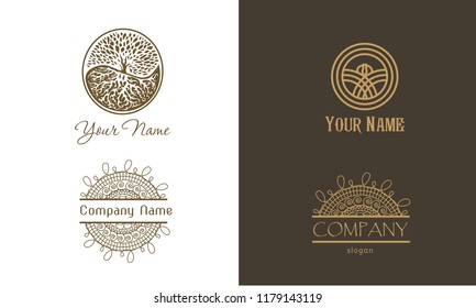 Vintage luxury logo set. Abstract ornament natural balance.