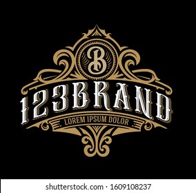 Vintage Luxury Logo Template Design for Label, Frame, Product Tags. Retro Emblem Design. Vector illustration