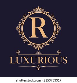 vintage and luxury logo template flourishes calligraphic elegant ornament lines in vector. business sign, identity for restaurant, hotel, boutique, fashion, perfume, and other vector illustration