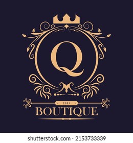 vintage and luxury logo template flourishes calligraphic elegant ornament lines in vector. business sign, identity for restaurant, hotel, boutique, fashion, perfume, and other vector illustration