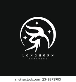 Vintage luxury longhorn cow logo design badge isolated on black background