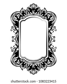 Vintage luxury mirror frame Vector. Baroque intricate ornament line art