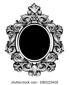 Vintage luxury mirror frame Vector. Baroque intricate ornament line art