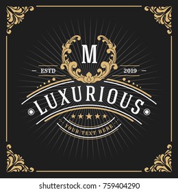 Vintage Luxury Monogram Banner Template Design for Label, Frame, Product Tags. Retro Emblem Design. Vector illustration