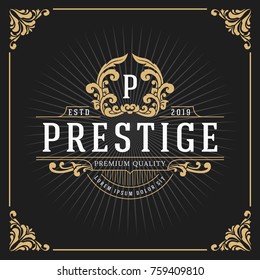 Vintage Luxury Monogram Banner Template Design for Label, Frame, Product Tags. Retro Emblem Design. Vector illustration