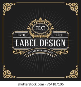 Vintage Luxury Monogram Banner Template Design for Label, Frame, Product Tags. Retro Emblem Design. Vector illustration