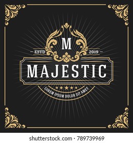 Vintage Luxury Monogram Banner Template Design for Label, Frame, Product Tags. Retro Emblem Design. Vector illustration