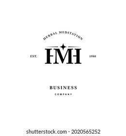 Vintage luxury Monogram Initials Letter H M, MH or HM premium luxury logo design inspiration. letter icon logo design
