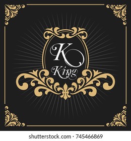 Vintage Luxury Monogram Logo Template for Banner, Label, Frame, Product Tags. Retro Emblem Banner Design. Vector illustration